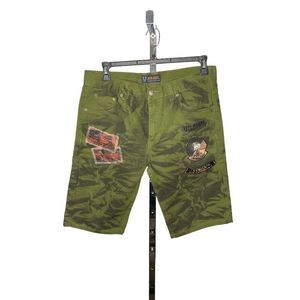 QUILTED Giraffe Mens Denim Jean shorts 34" Camo US Army Green Black